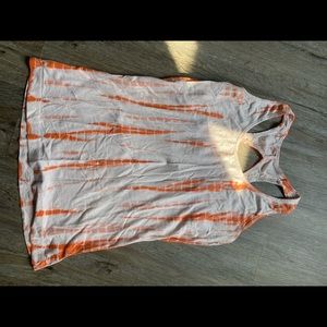Marika- Tank Top Shirt- Built in Bra- Orange Tie dye- SIZE US S